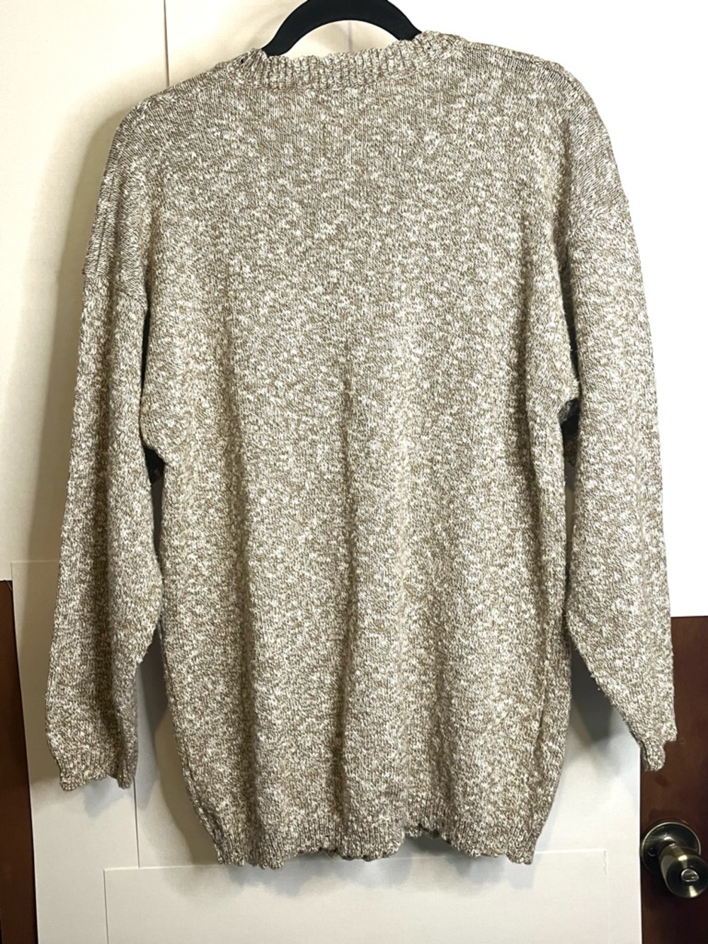 VTG Acorn Women’s Granny-Chic CottageCore Taupe & Cream Crewneck Sweater - Picture 2 of 8